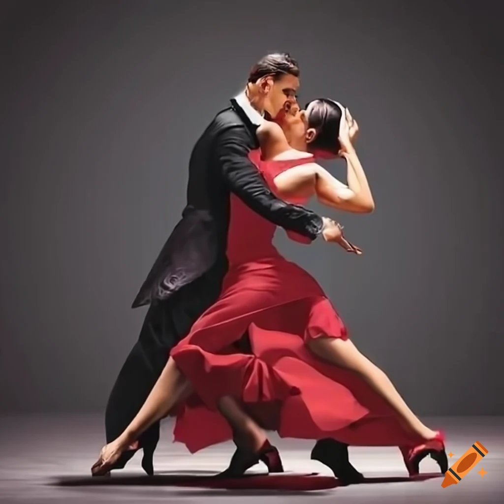 Two tango dancers in action