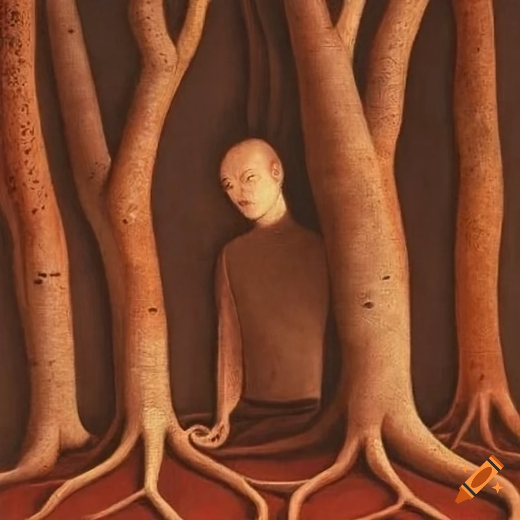 painting of tree roots by George Tooker