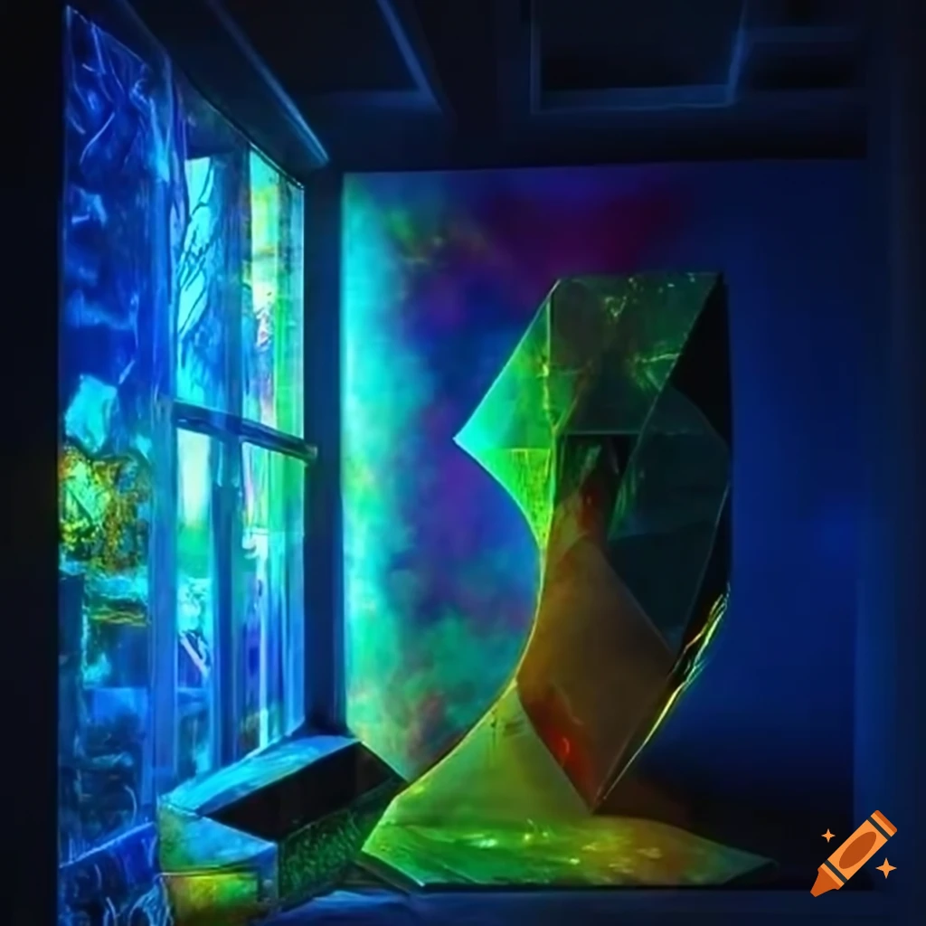 window view of a realistic animal sculpture in a room