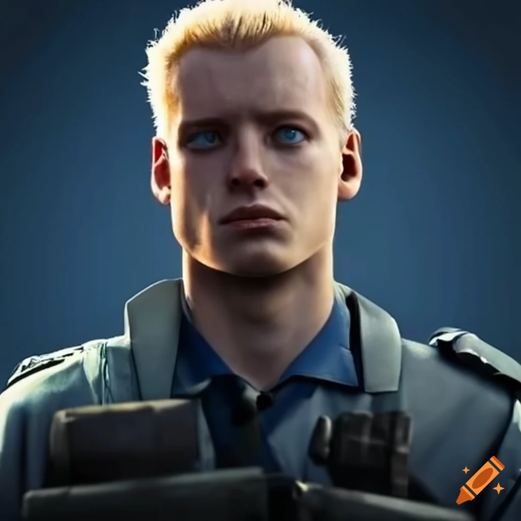 portrait of a blond police officer
