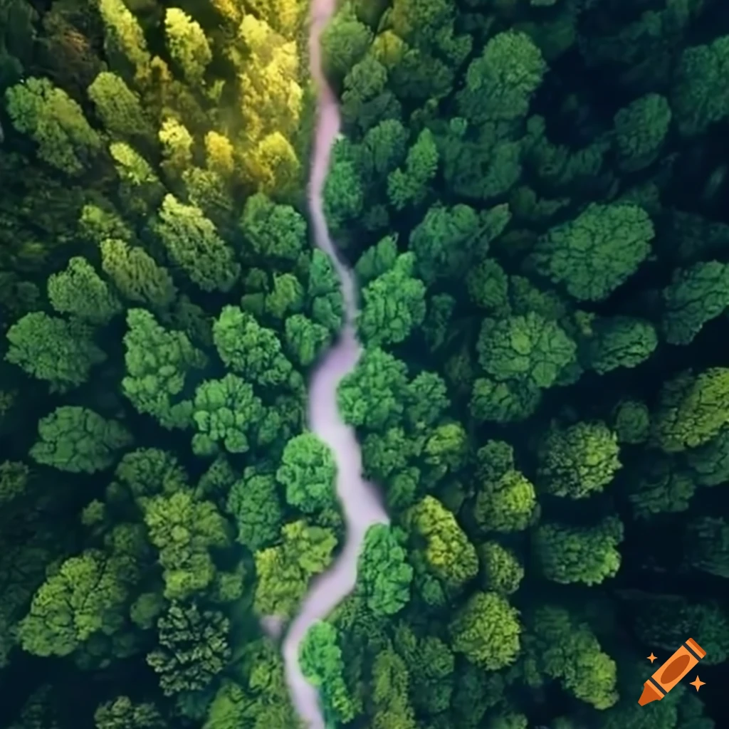 Birds Eye View Of A Forest Trail