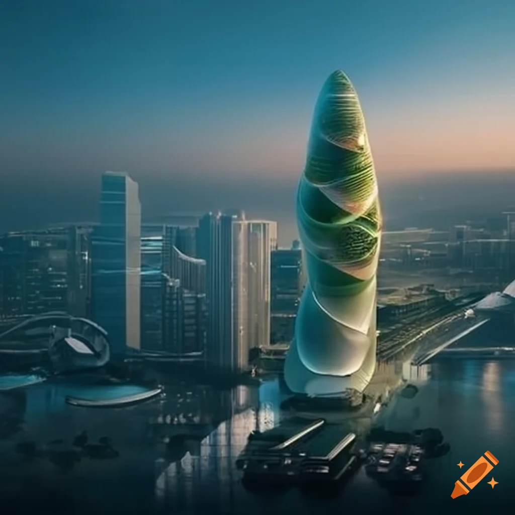 image of a biophilic futuristic city
