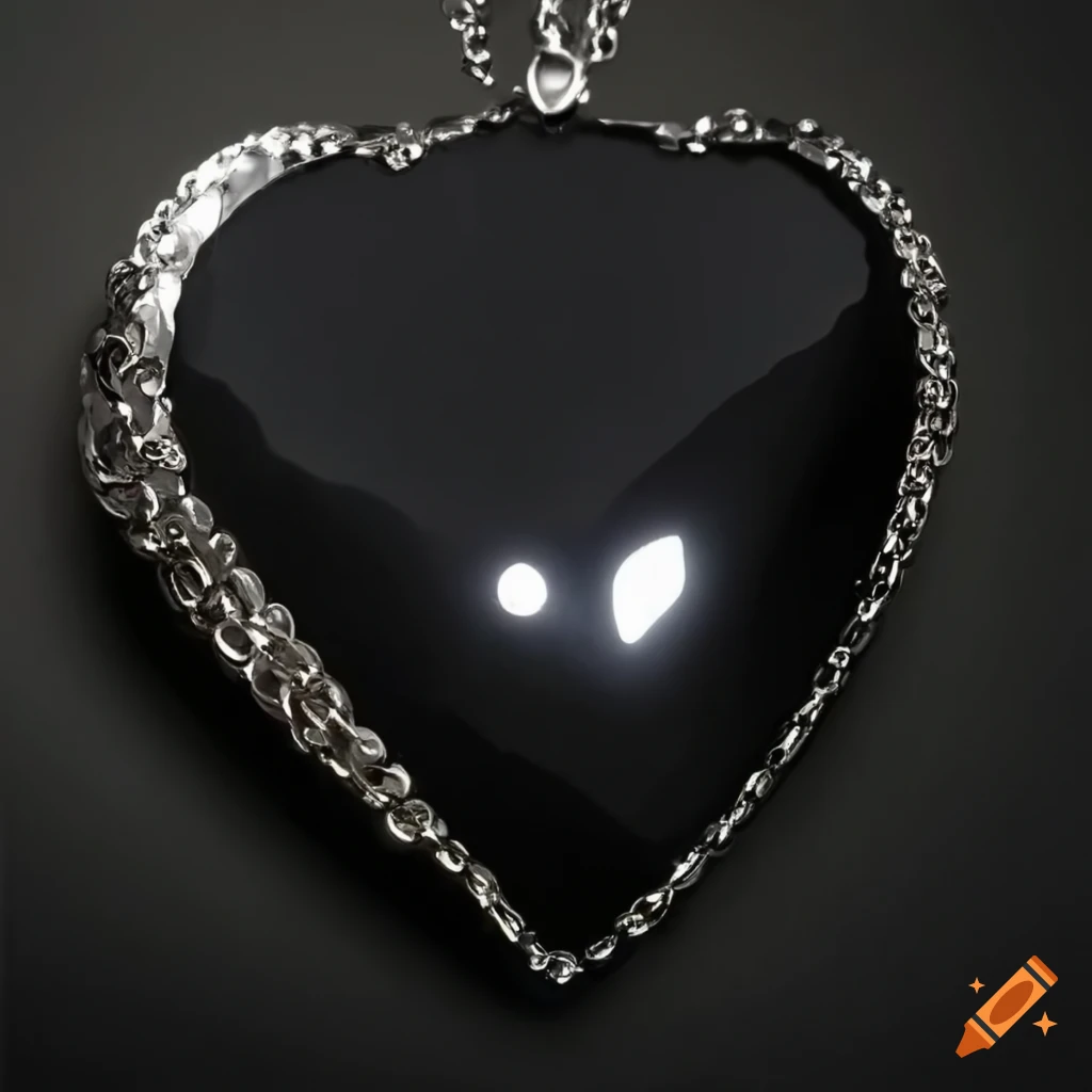 shiny black onyx heart necklace
