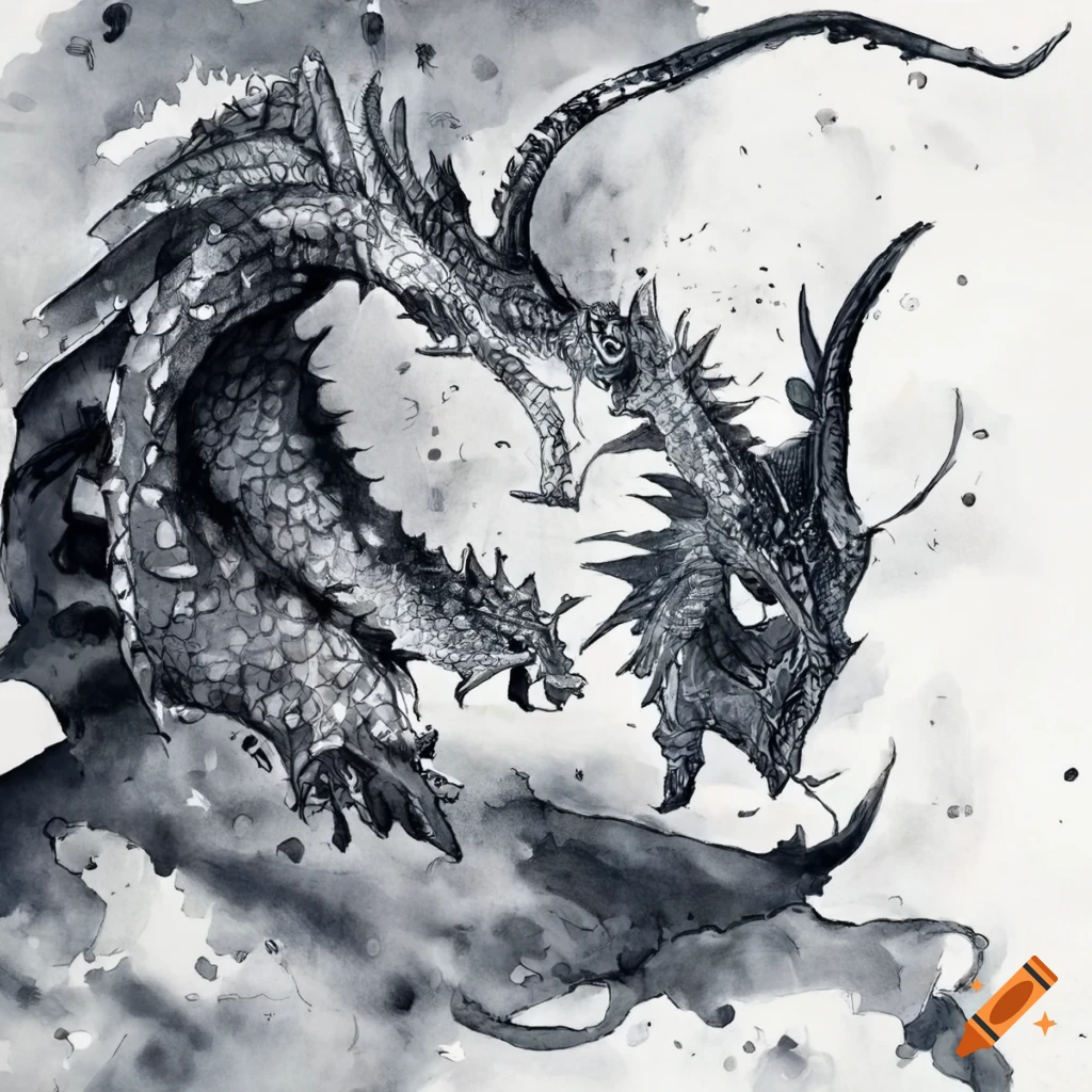 artwork of a prince confronting a dragon