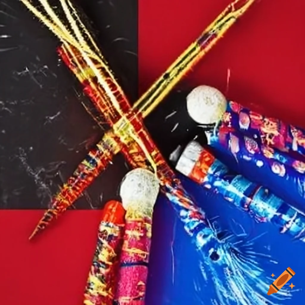 Crafts of homemade firework rockets on Craiyon