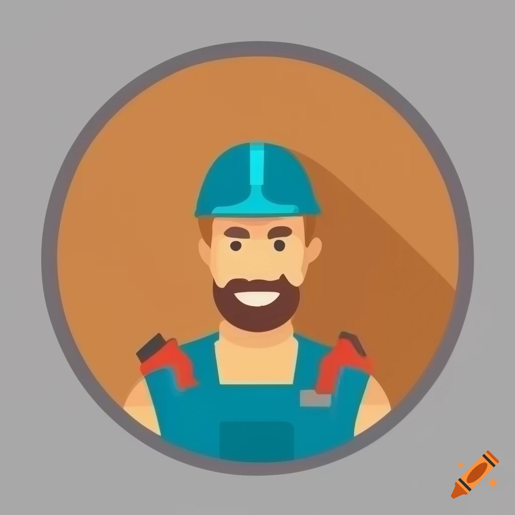 Cartoonstyle flat icon of a handyman on Craiyon