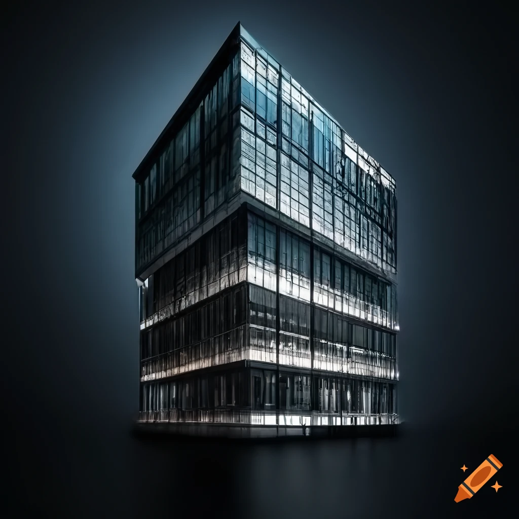 isolated commercial building on a black background