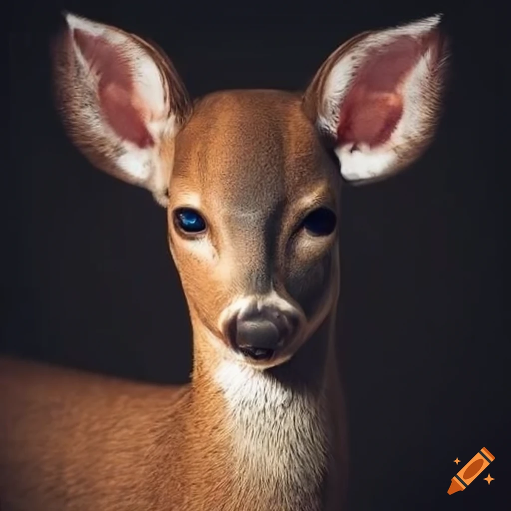 anthropomorphic deer staring directly at the viewer