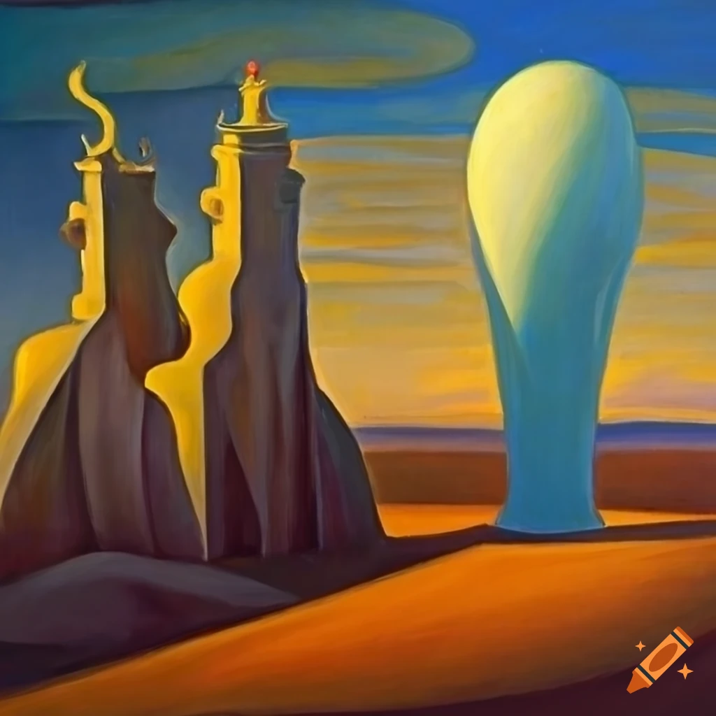 Still life painting with cityscape elements on Craiyon