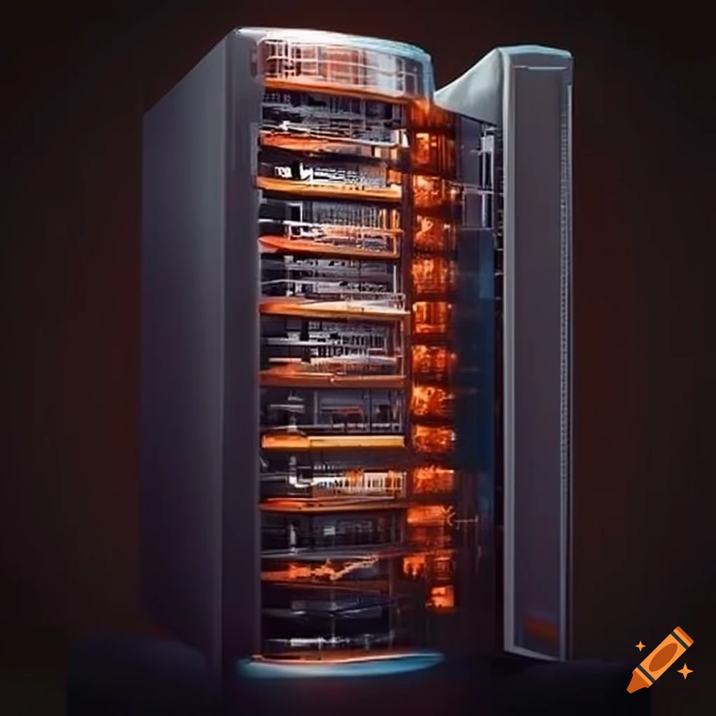 Concept art of futuristic server designs on Craiyon