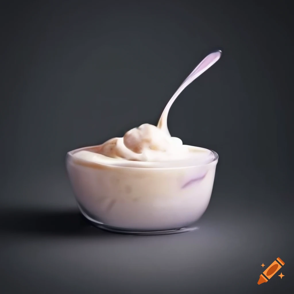 Yogurt cup with a spoon on Craiyon