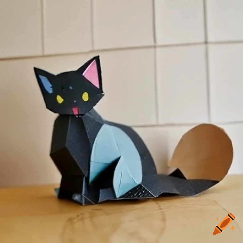 photo of a papercraft kitten