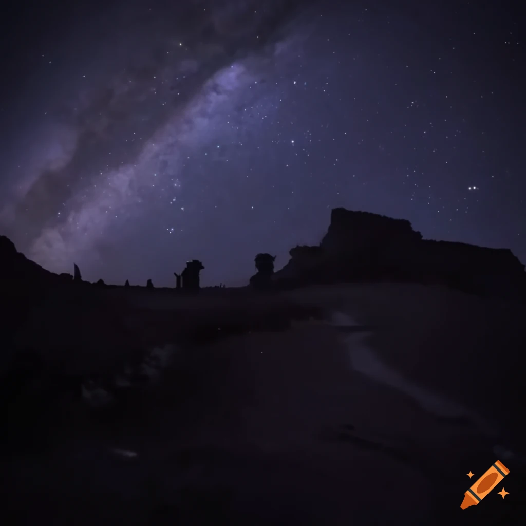 night landscape with a castle and falling stars