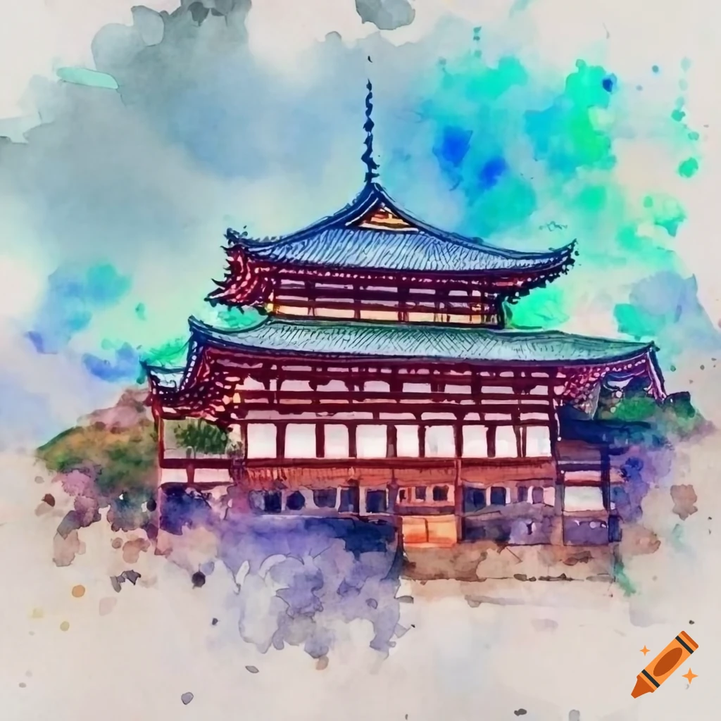 Japanese watercolor painting of a traditional house on Craiyon