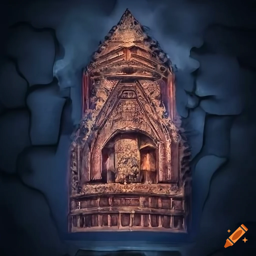 detailed Gerudo sapphire carving in mountain valley motif