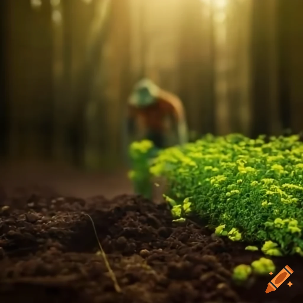man planting a mustard seed in the woods