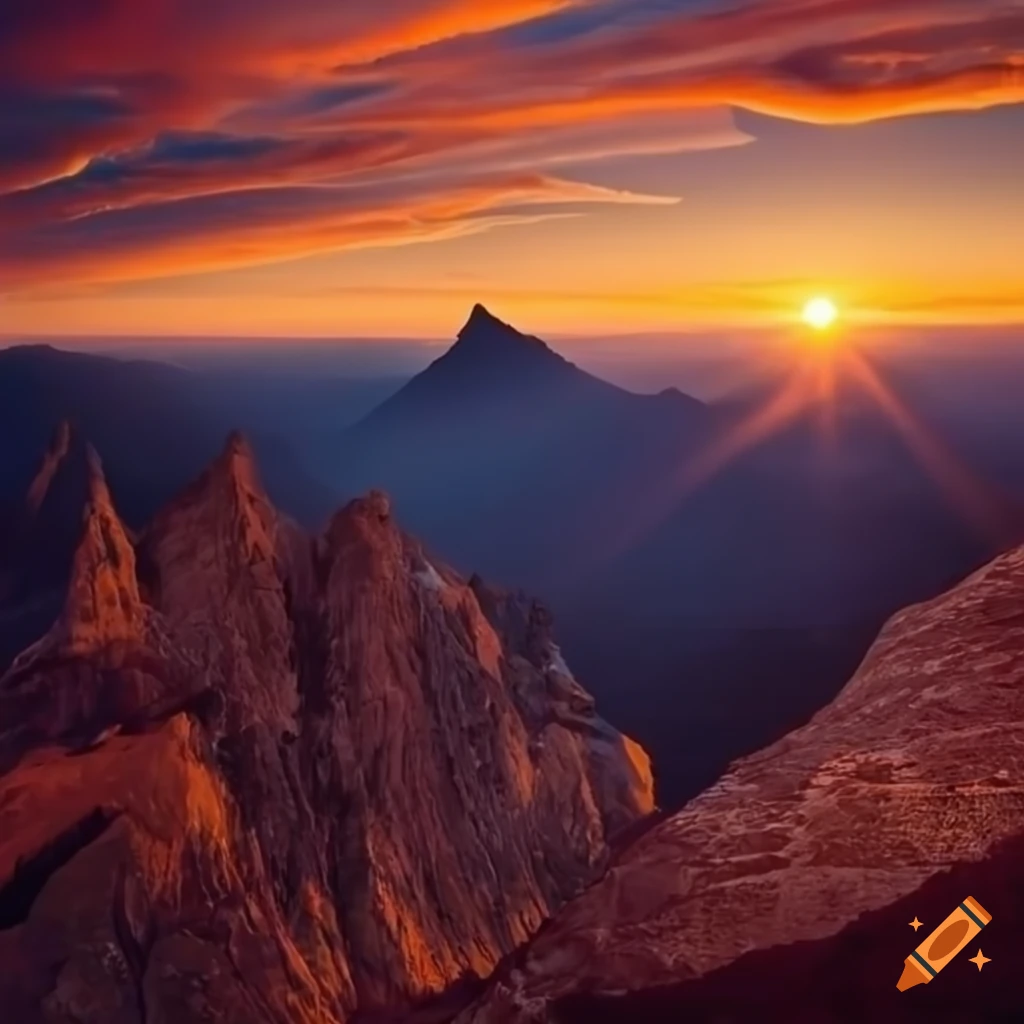 sunset over a mountain landscape