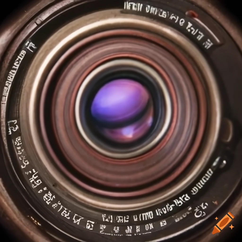 Closeup photo of a vintage camera lens