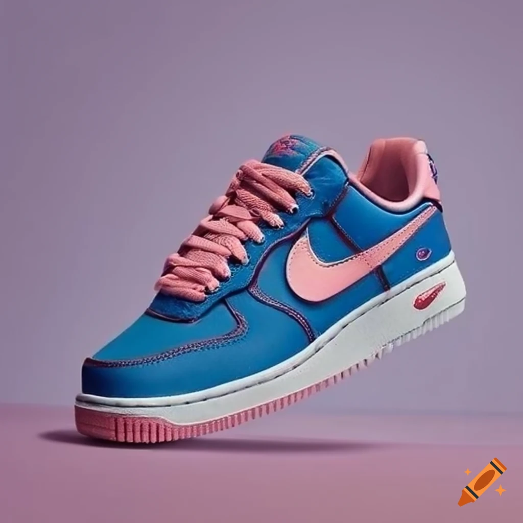Nike air force 1 shoes in dark blue and pink on Craiyon