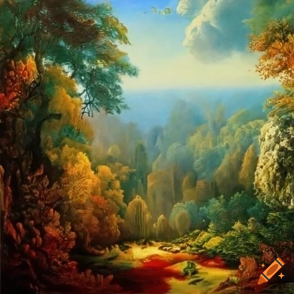 Colorful and lavish landscape oil painting