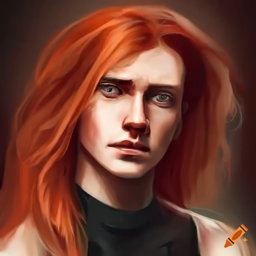 stylish man with long red hair