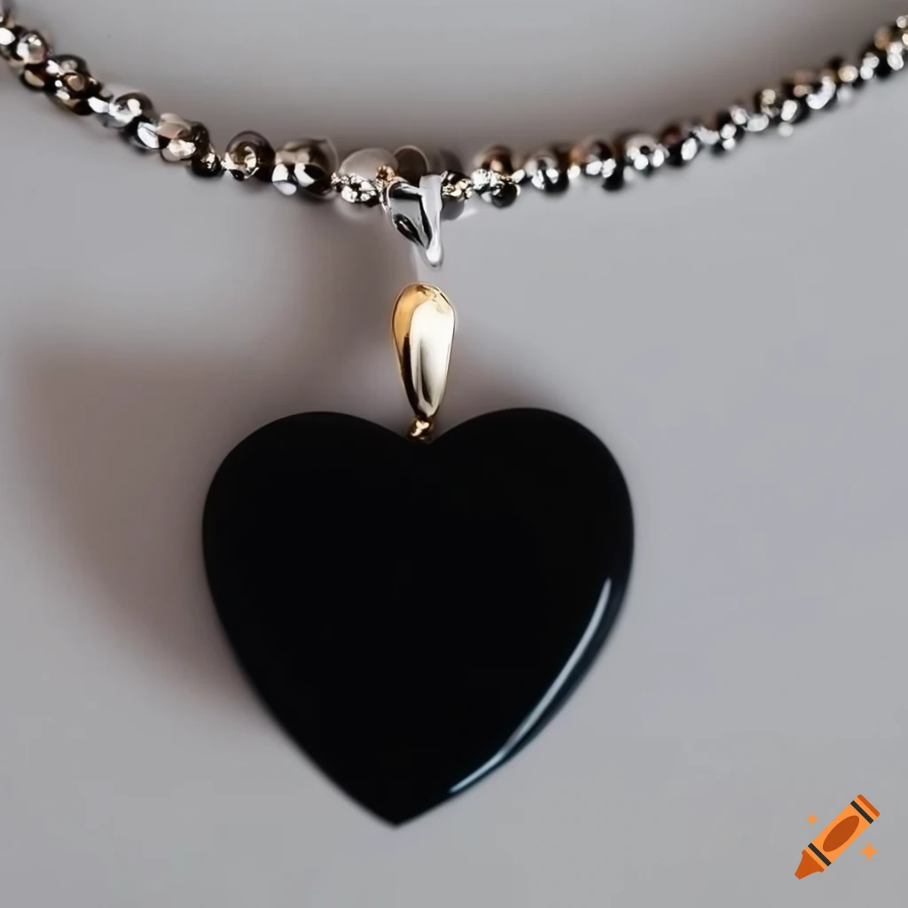 shiny black onyx heart necklace
