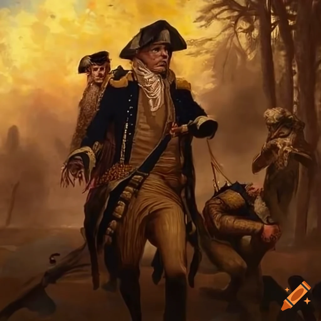 depiction of George Washington ambushing enemy soldiers