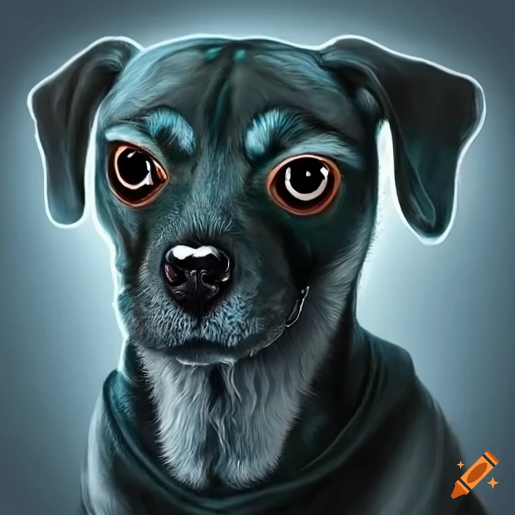 Realistic depiction of a sad dog on Craiyon