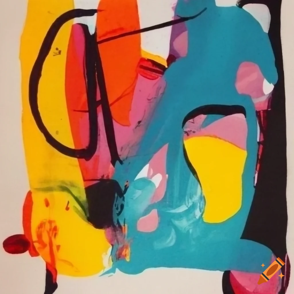 colorful linocut advertising logo by Albert Oehlen