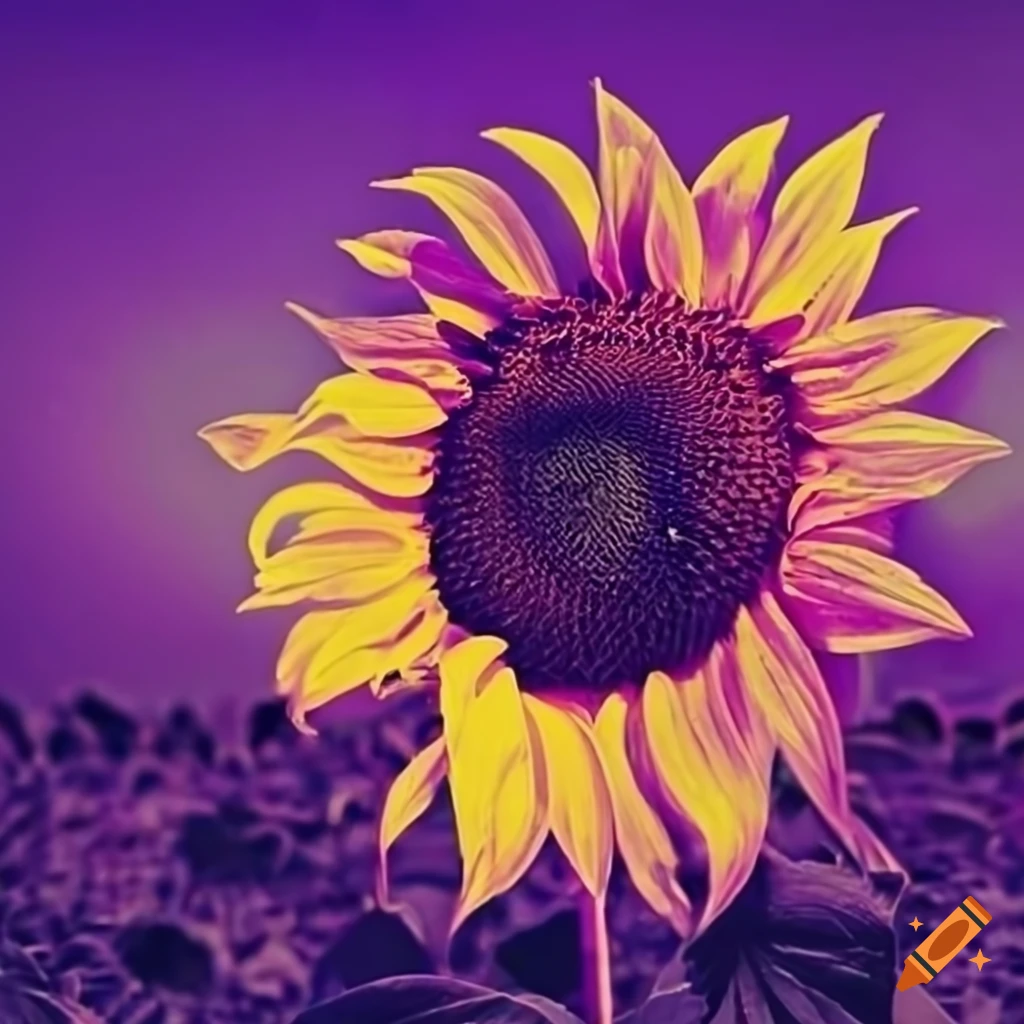 Purple-filtered sunflower on Craiyon