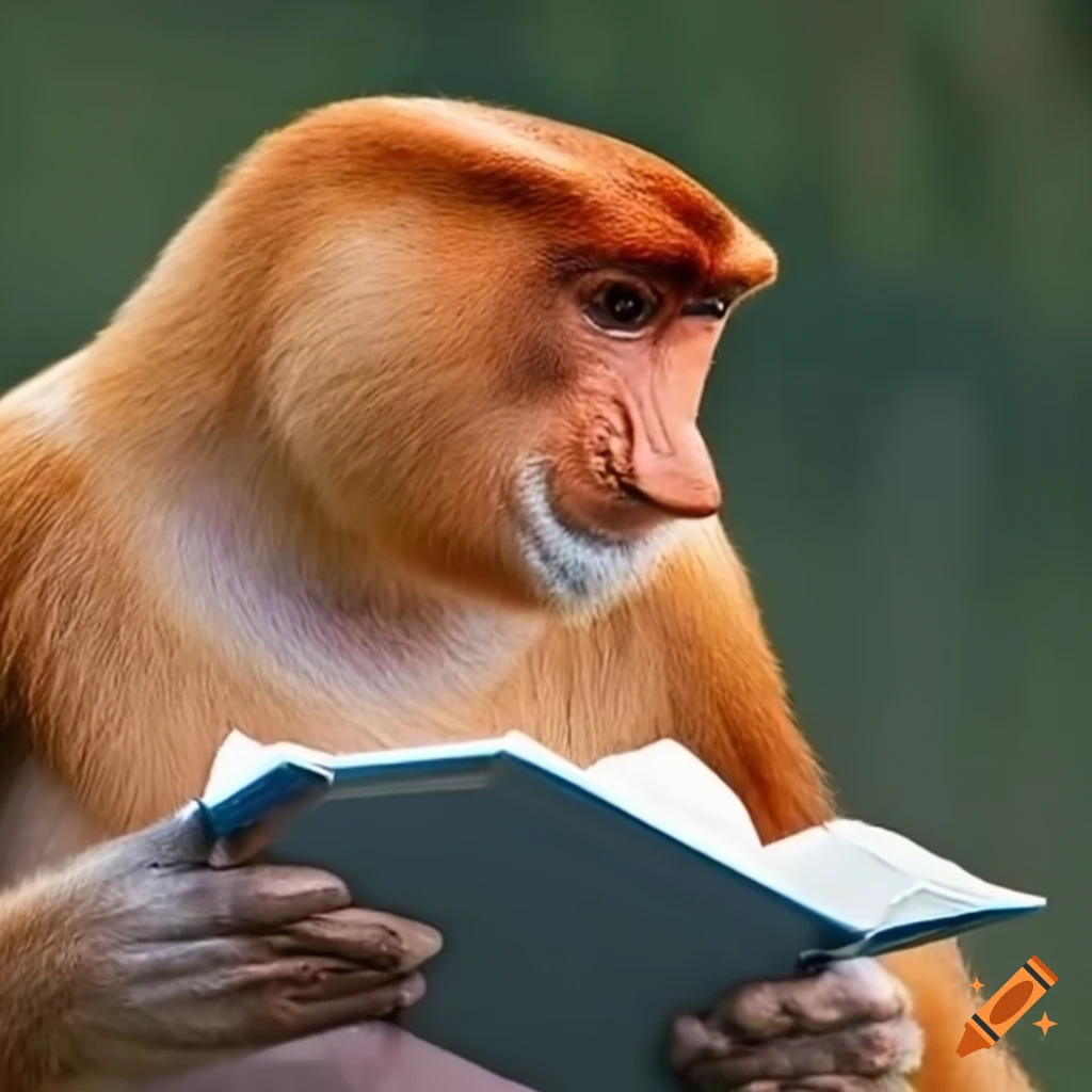 Monkey reading manga in a cozy room on Craiyon