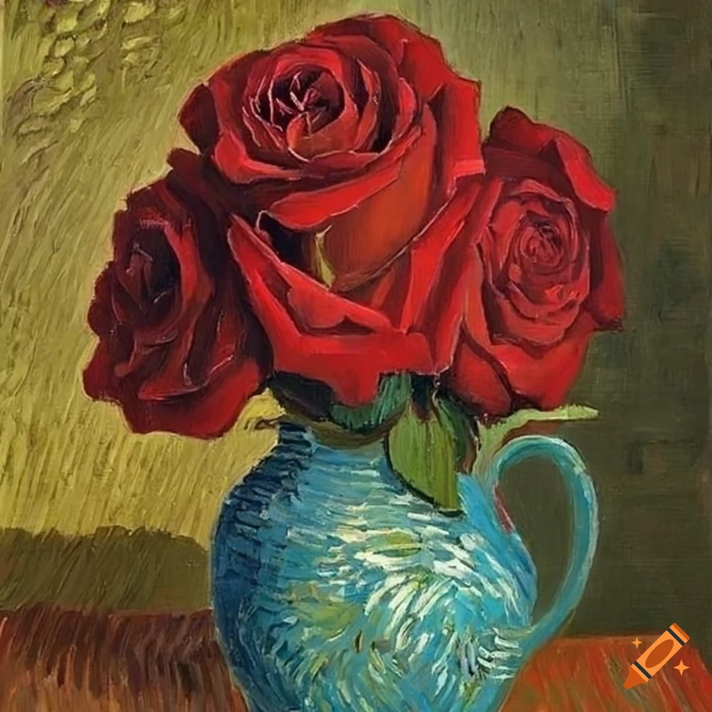 Red rose painting by vincent van gogh