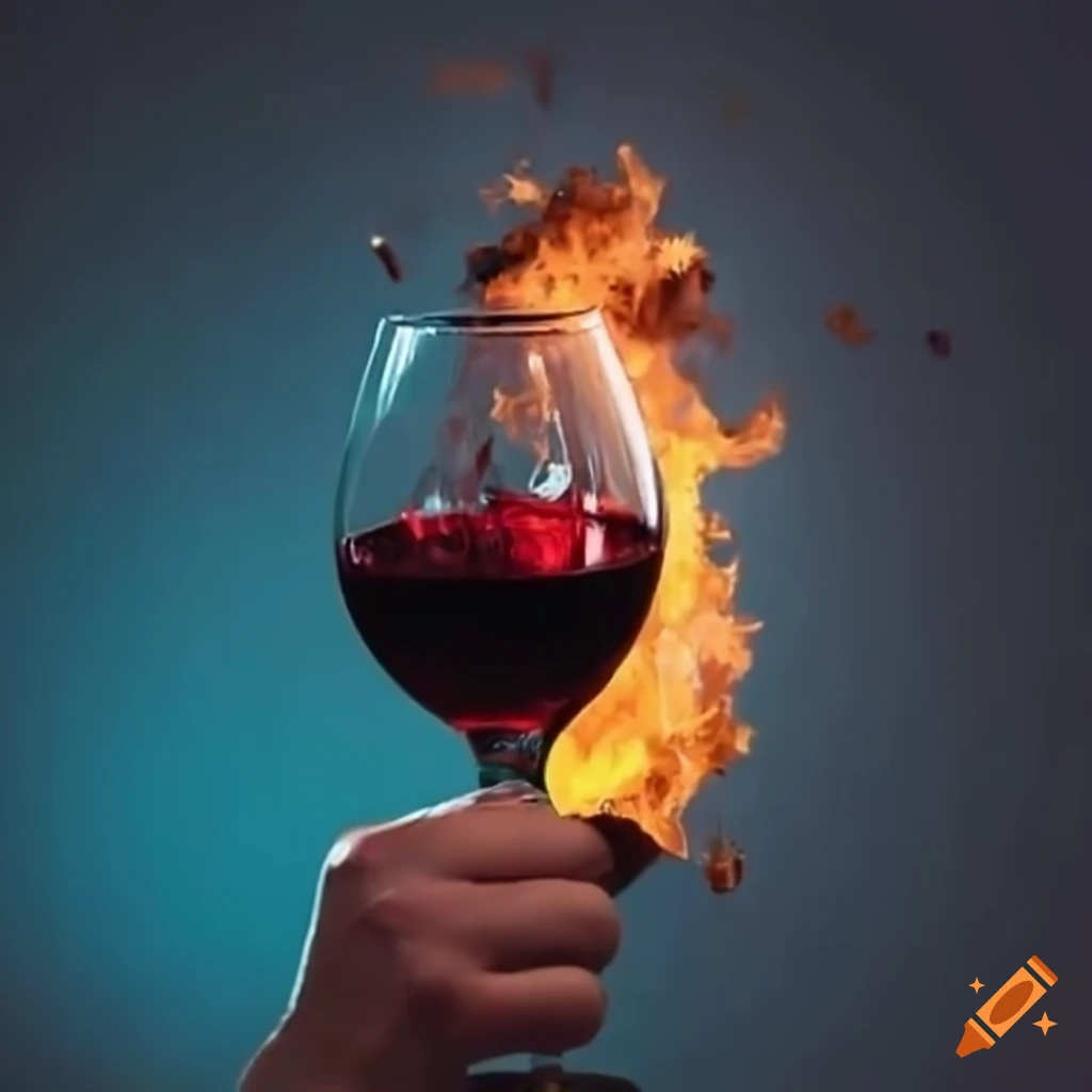 Man drinking wine while witnessing an explosion