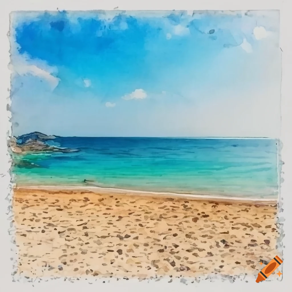 watercolor illustration of Katsura Beach in Japan