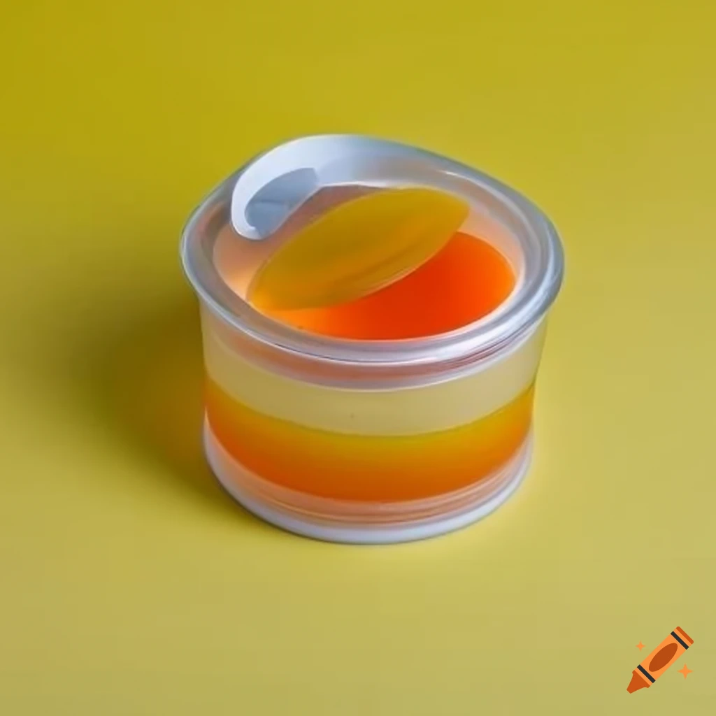 yellow background with an open can of jello