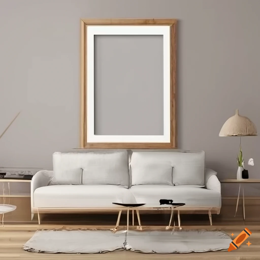 chic and glamorous living room mockup with an empty frame