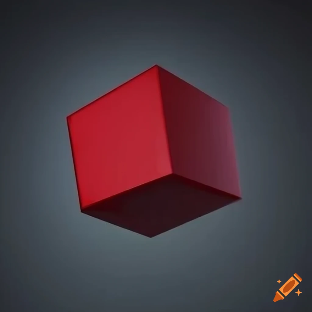 impressive red cube sculpture floating in darkness