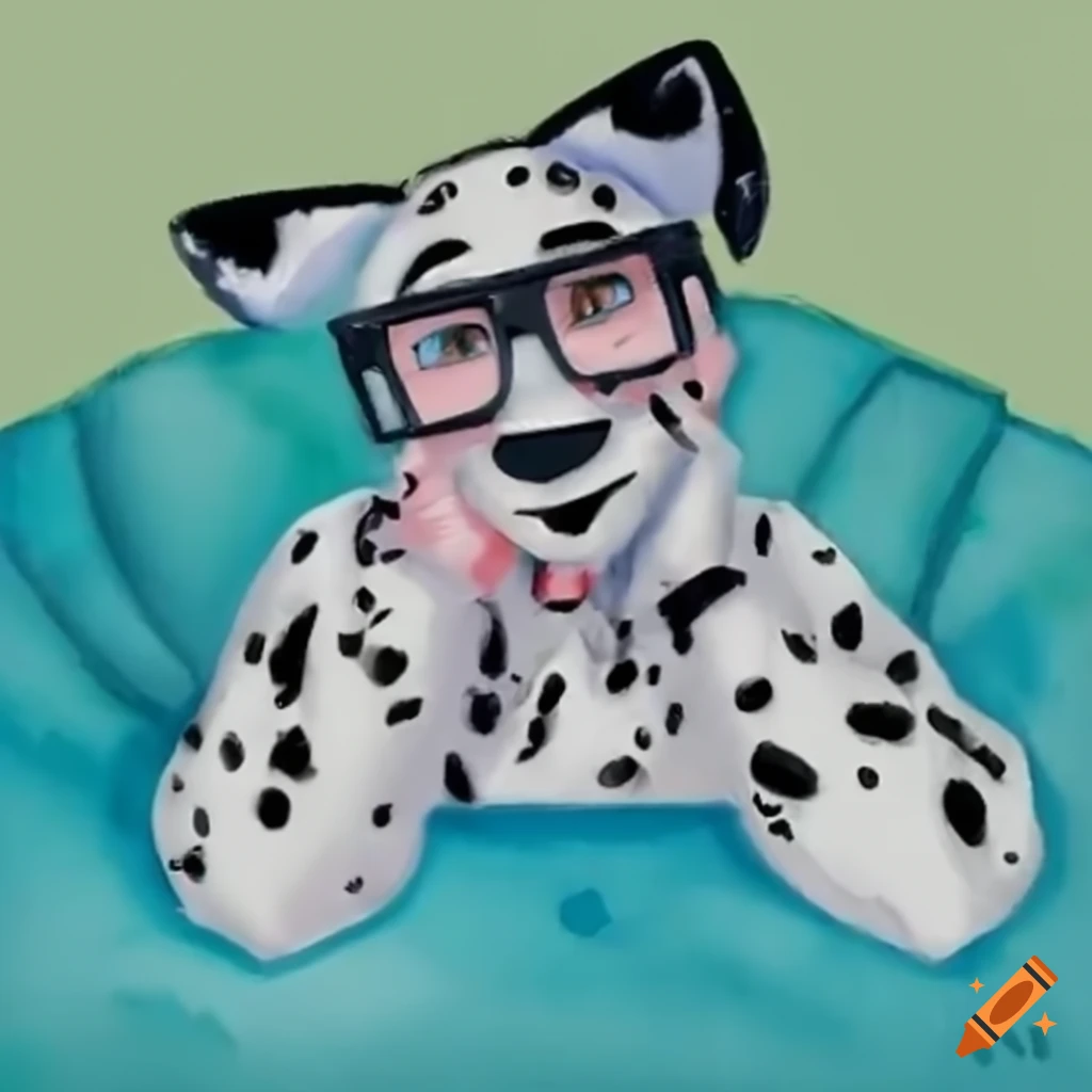 dalmatian fursuit wearing glasses