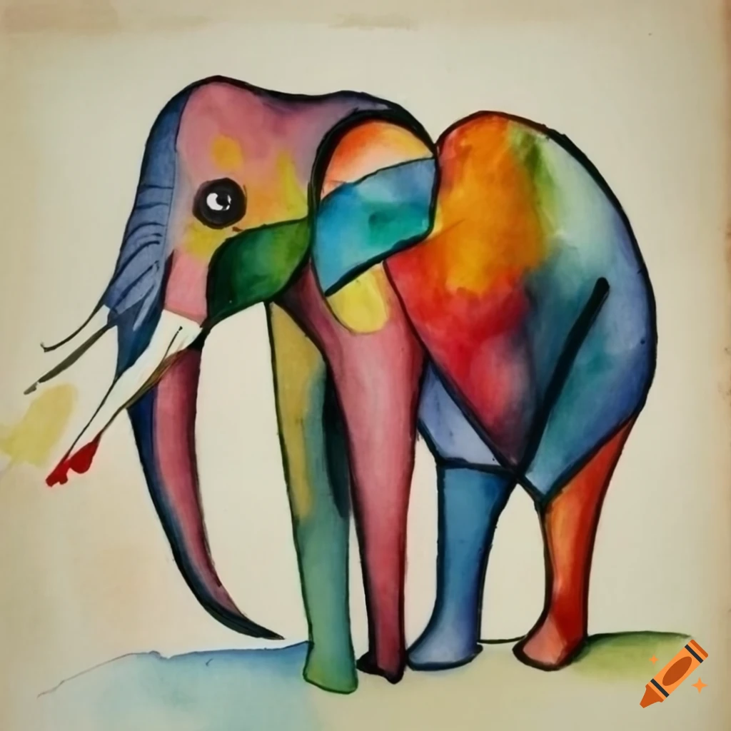 watercolor pencil drawing of an elephant