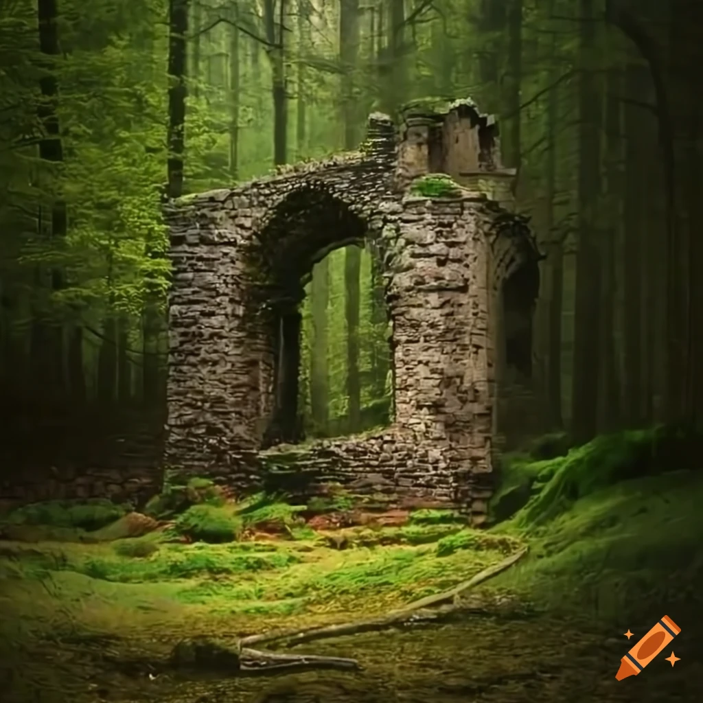 ancient castle ruin in a forest