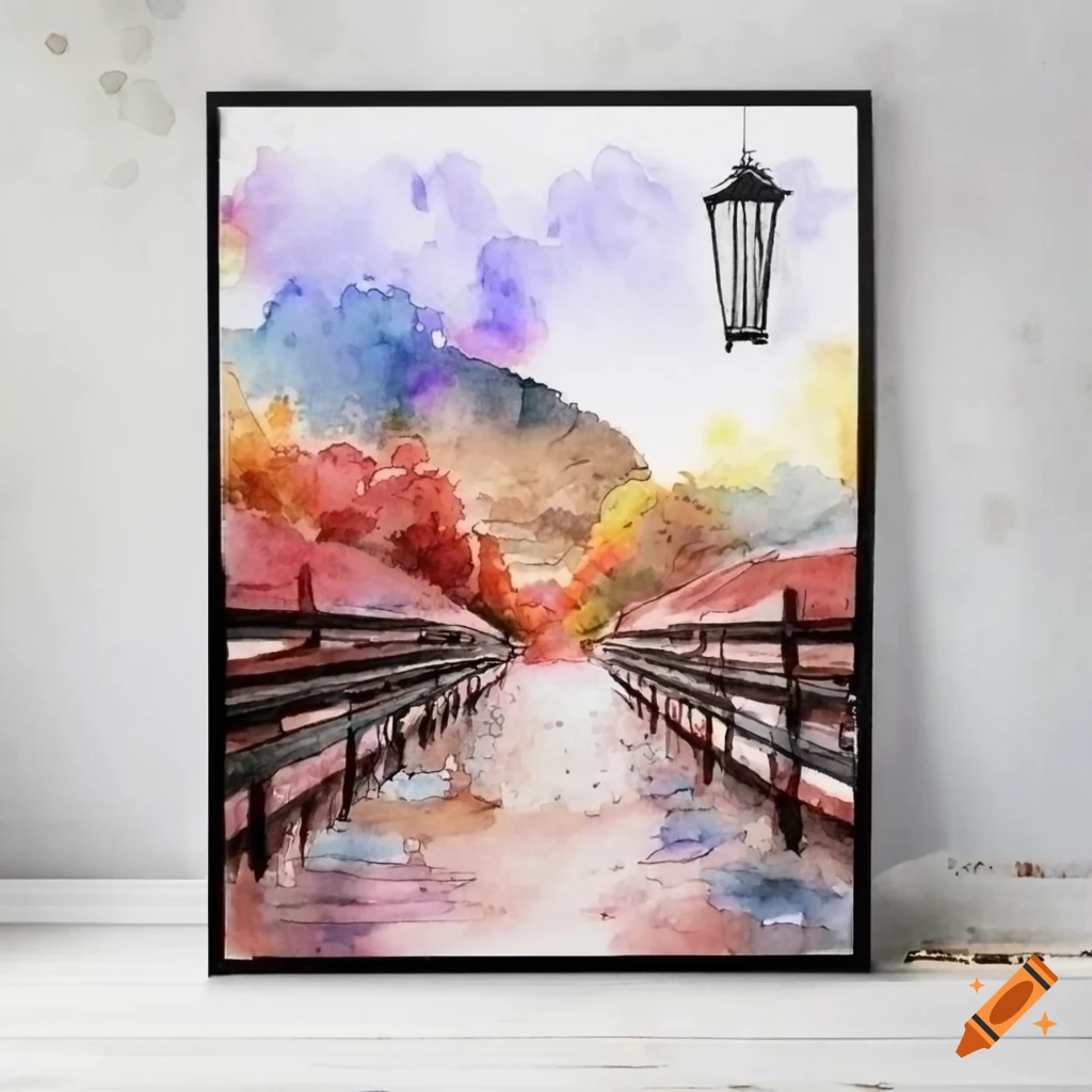 beautiful landscape scenery / nature drawing with watercolour /scenery  painting easy - YouTube