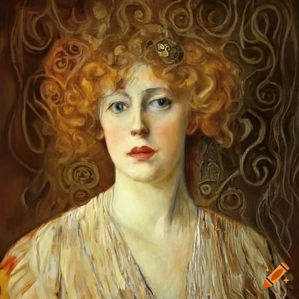 Portrait of a woman in the style of Gustav Klimt on Craiyon
