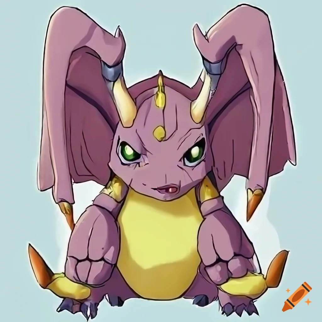 deer-dragon Digimon drawn in Ukumo Uiti's artstyle