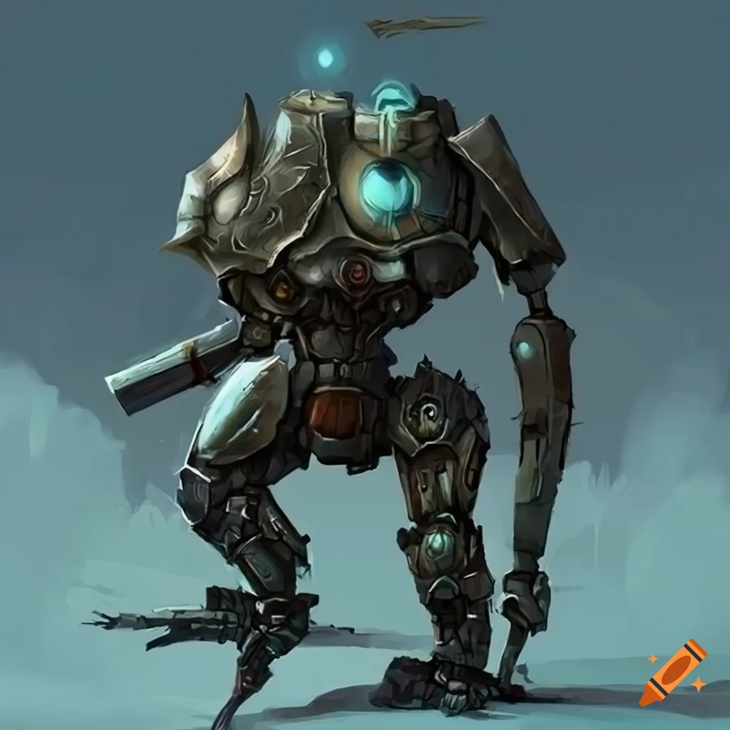 mech warrior in a fantasy world