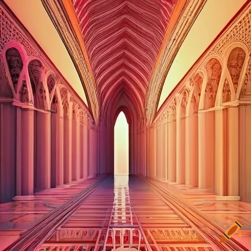 Intricate orphism architectural art with arches and shapes on Craiyon