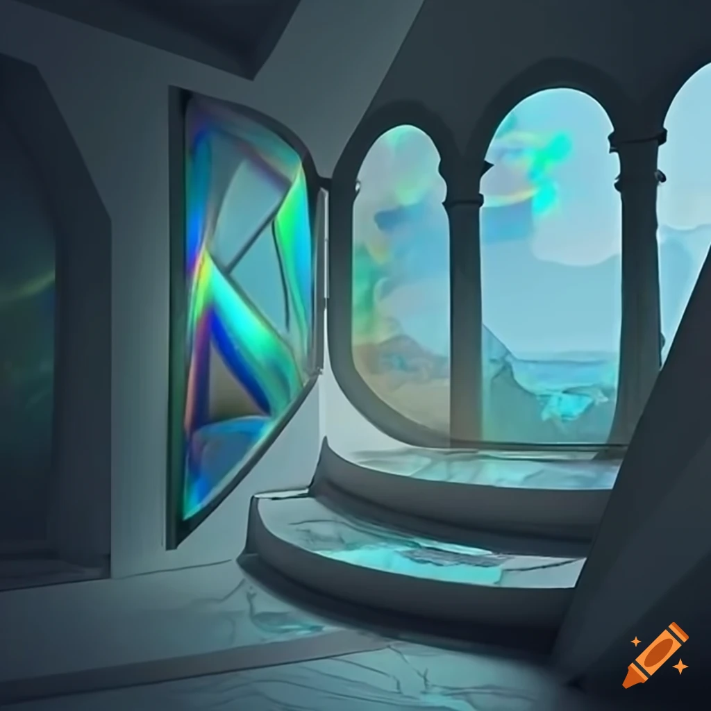 Virtual exhibition with realistic animal sculpture seen through a window