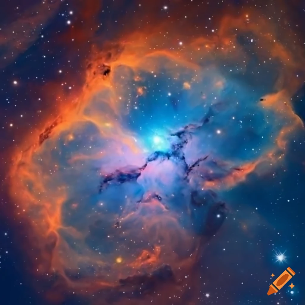 vibrant blue and orange nebula