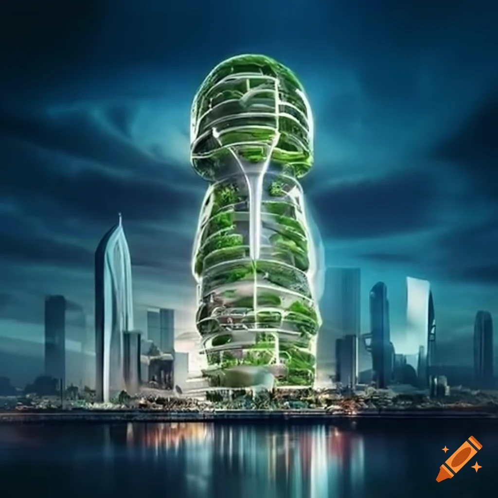 image of a biophilic futuristic city