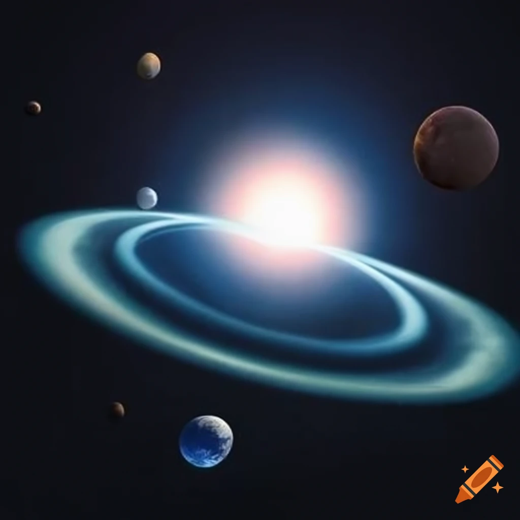 solar system with planets orbiting the sun