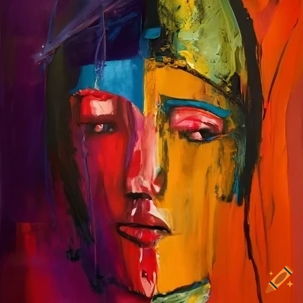 abstract knife painting of a royal face